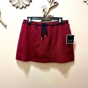 NWT On 12th Burgundy Mini Skirt With Tie Waist Size XL